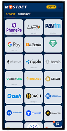 mostbet payment methods
